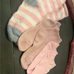 Cozy Pink and Gray Striped Socks Set